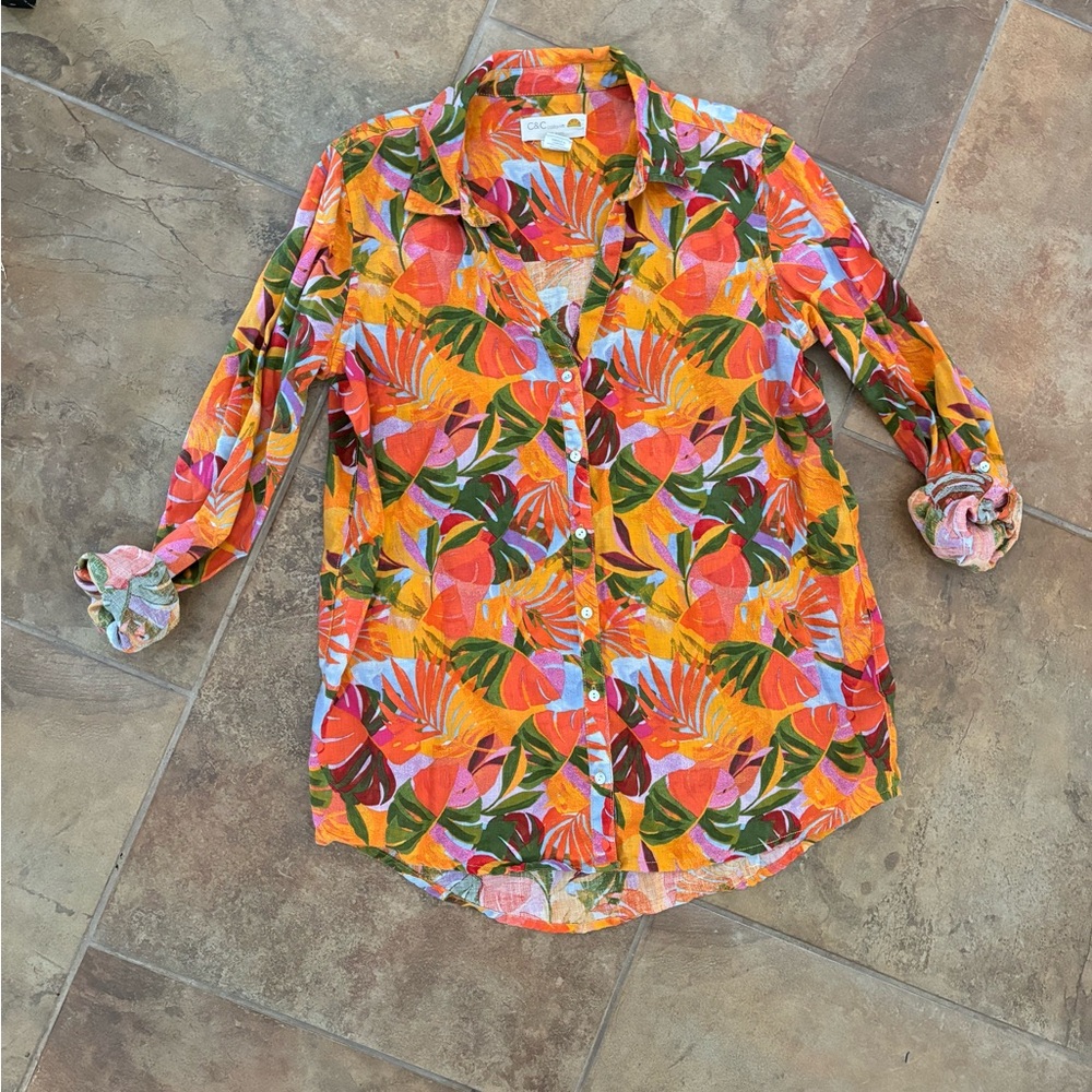 C&C California 100% Linen Button Down Shirt - image 1